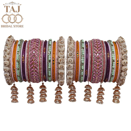 Rajasthani Wedding Bangles Set for Bride With Latest Hangings Design