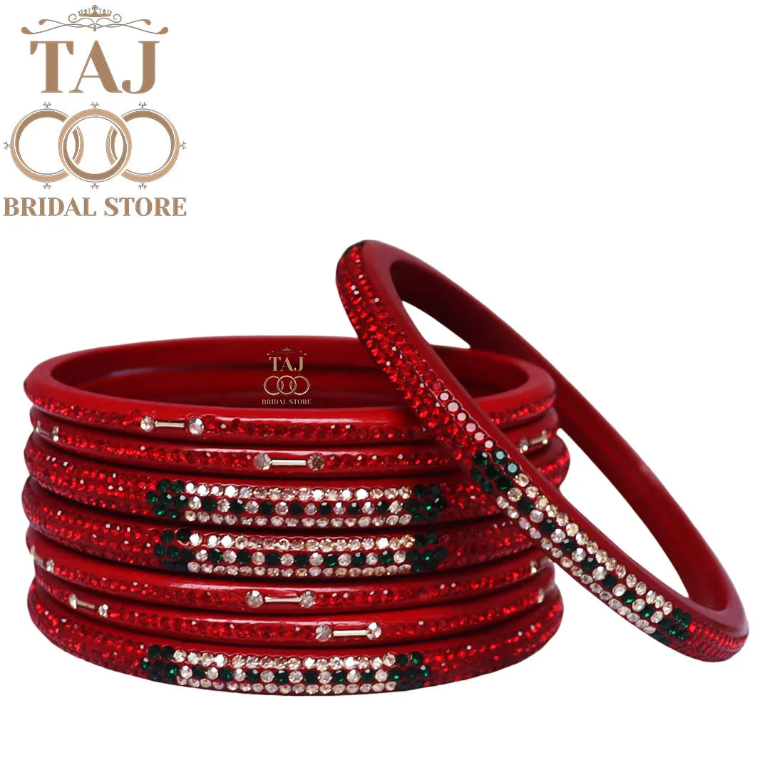 Traditional Lac Short Chura Set With Beautiful Best Rhinestons Design (Set Of 8)