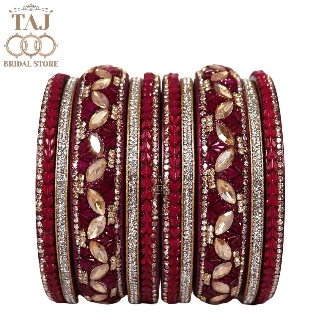 Women's Rajasthani Short Lac Bangles Set With Latest Kundan Design