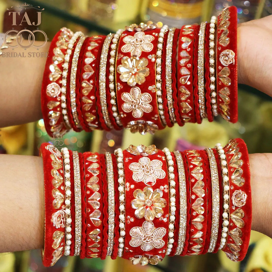 Wedding Bangle Set with Beautiful Latest Flower Design Kada