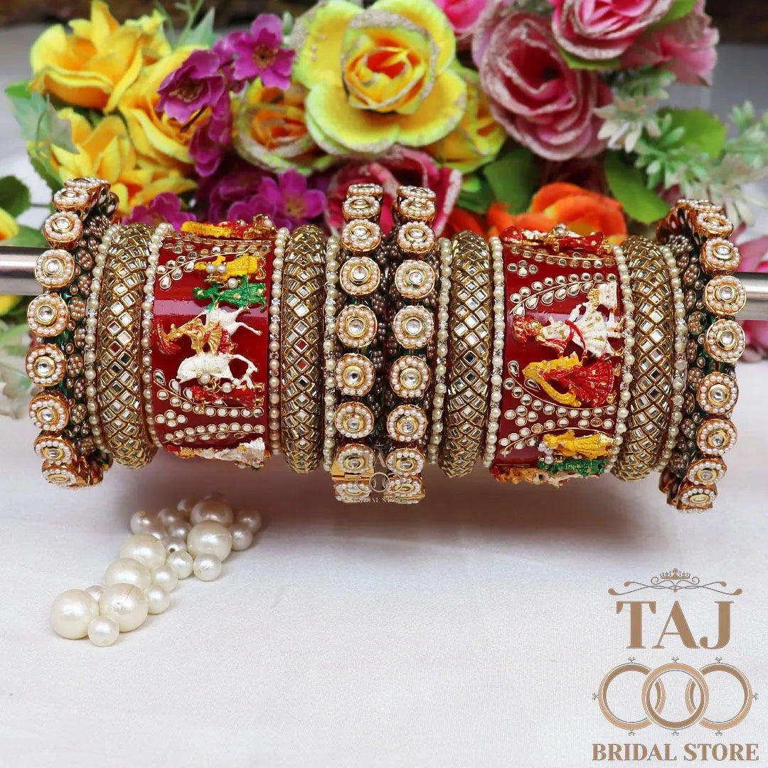 Rajwadi Wedding Chuda With Beautiful Heavy Design Bangadi And Doli Barat Design Kada
