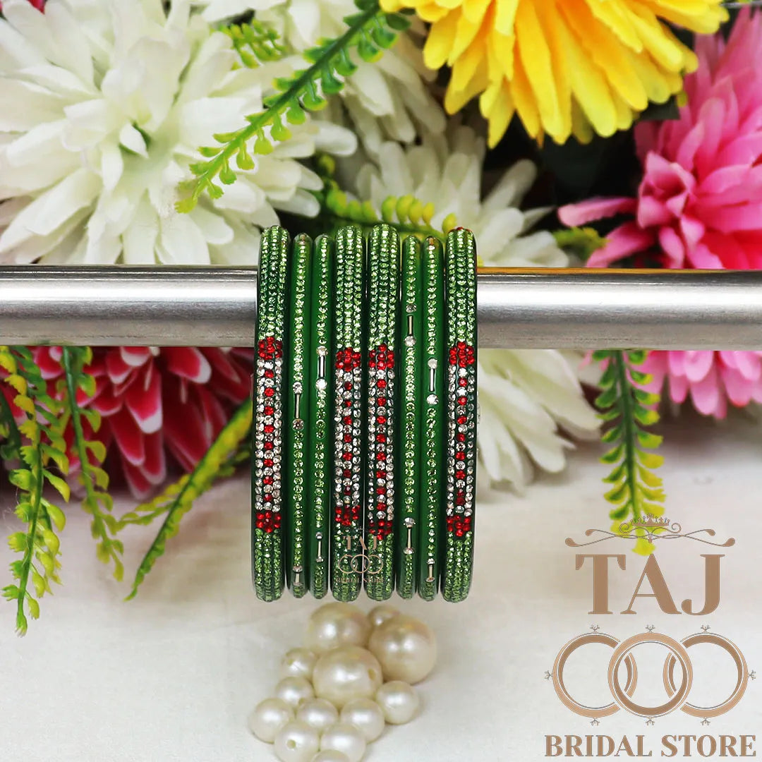 Traditional Lac Short Chura Set With Beautiful Best Rhinestons Design (Set Of 8)