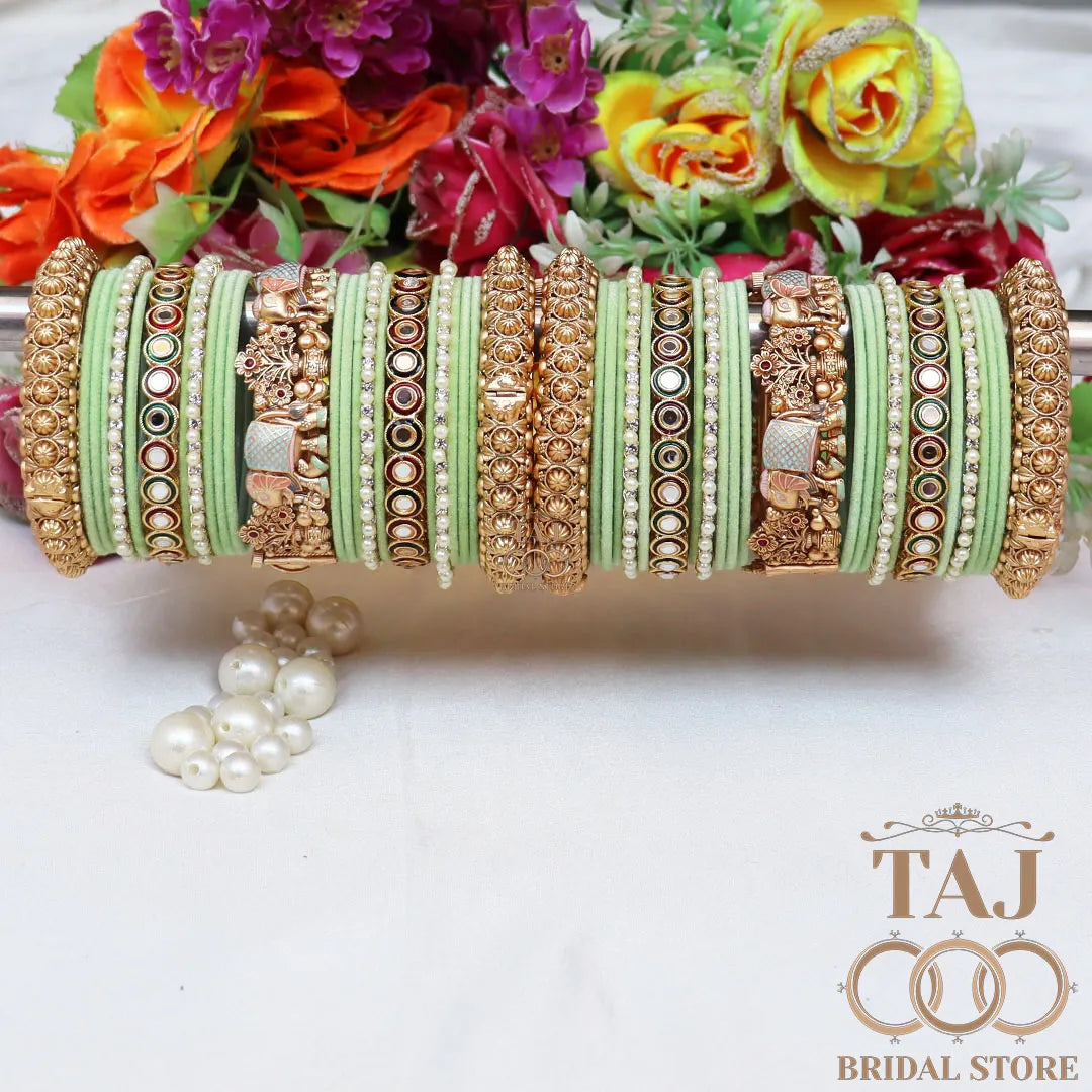 Tranding Bridal Rajwadi Chuda With Beautiful Elephant Design Kada