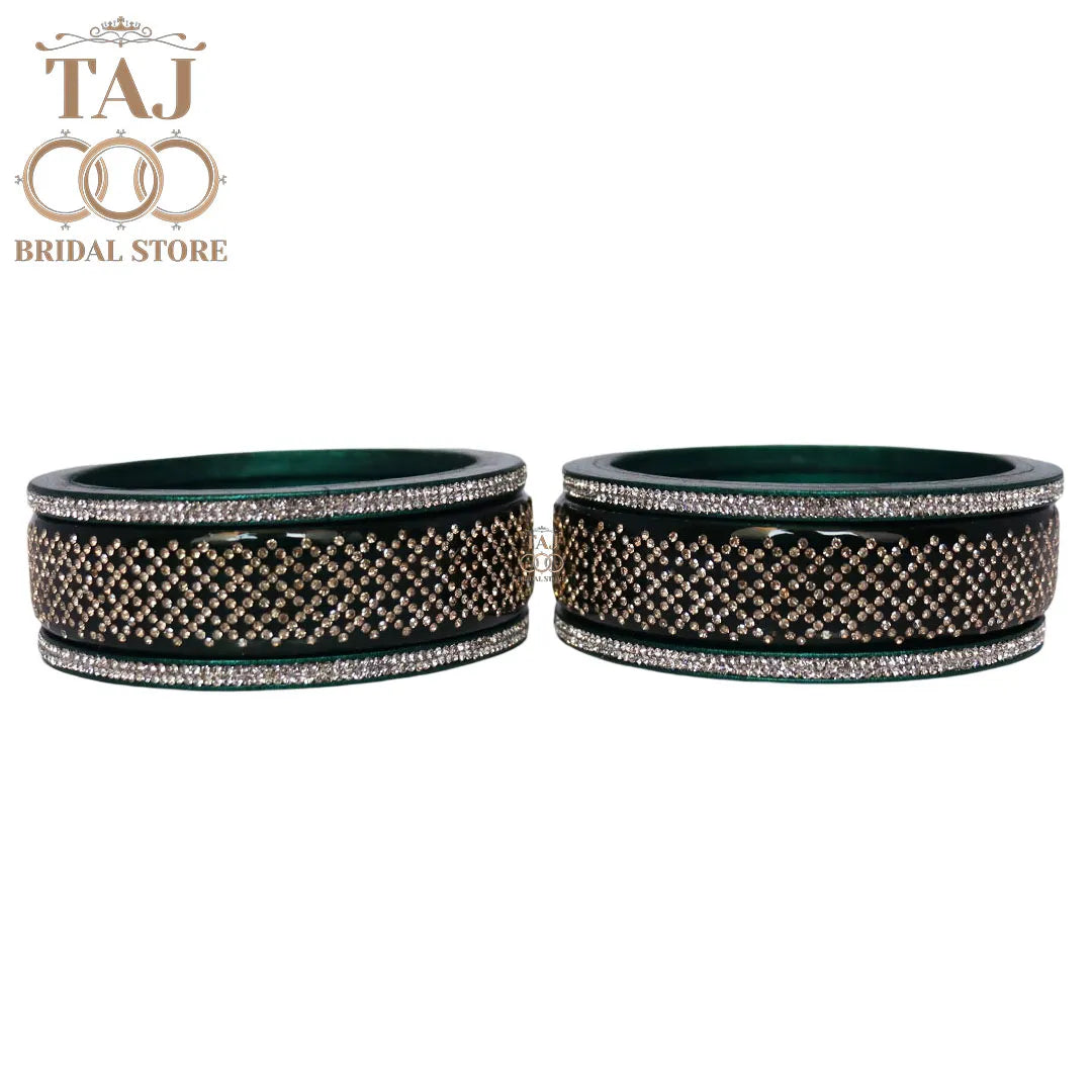 Premium Jaipuri Short Lac Bangles Set with Best Rhinestones Design