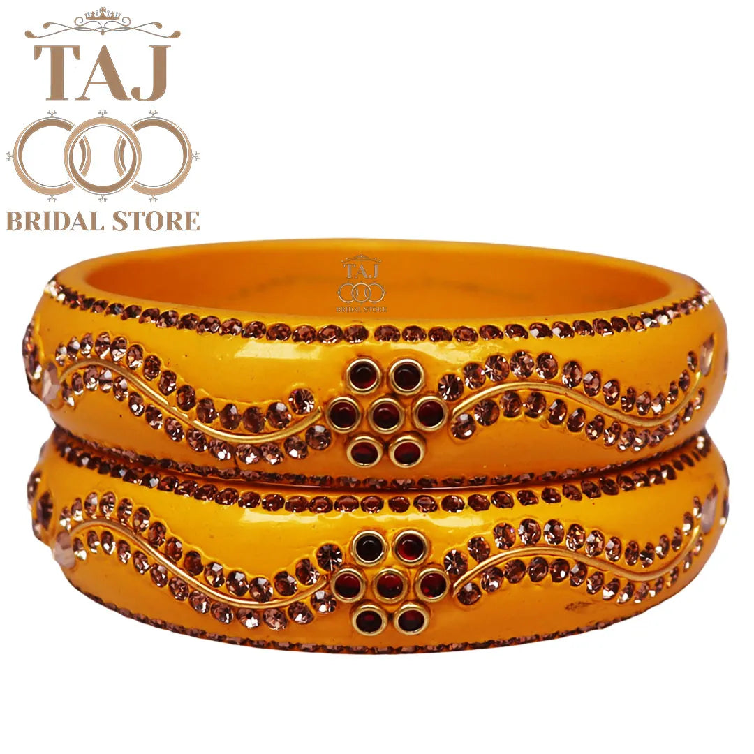 Daily Wear Designer Lac Kada With New Flower And Lace Design (Set Of 2)