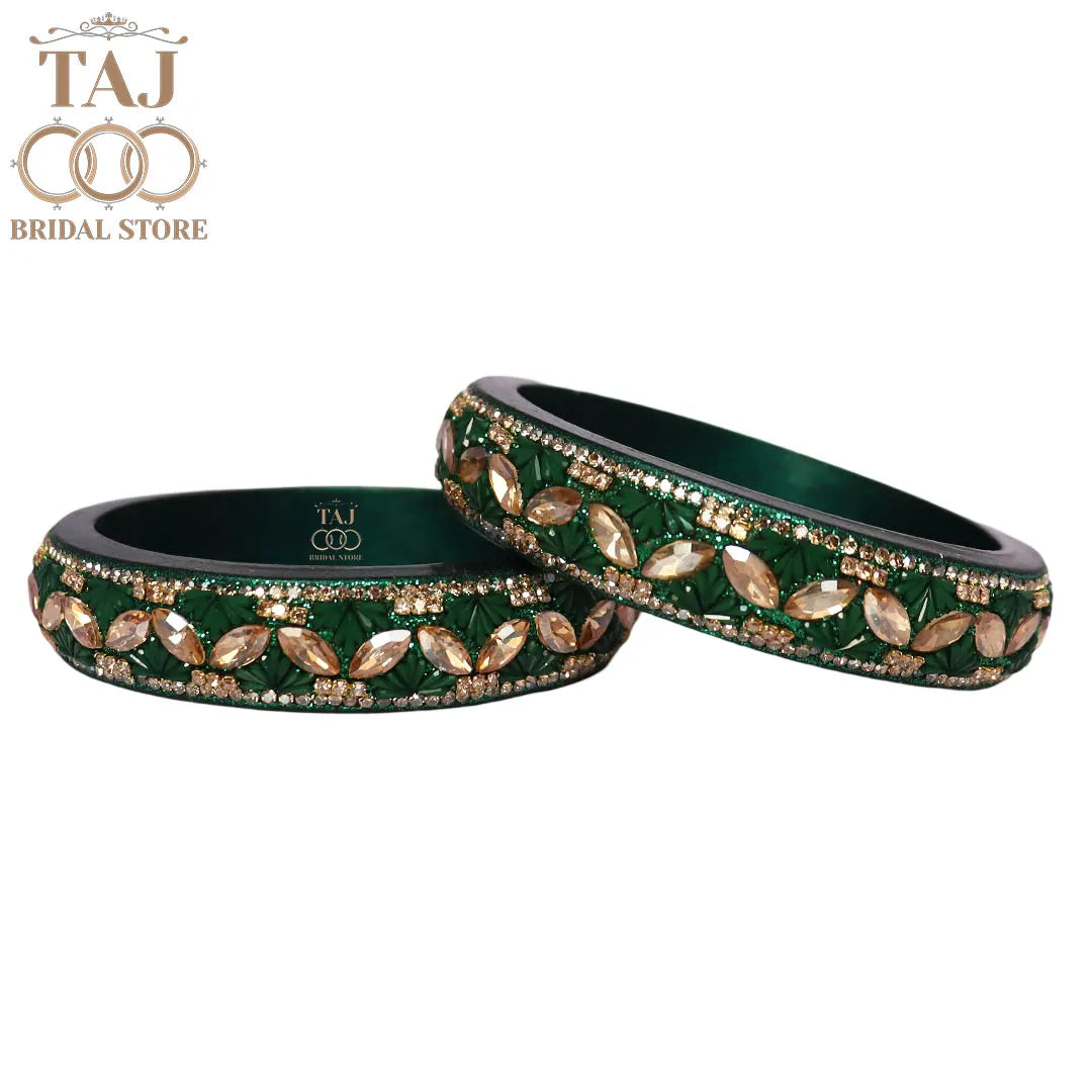 Jaipuri Stylish Lac Kada Bangles in Latest Kundan Rhinestones Design
