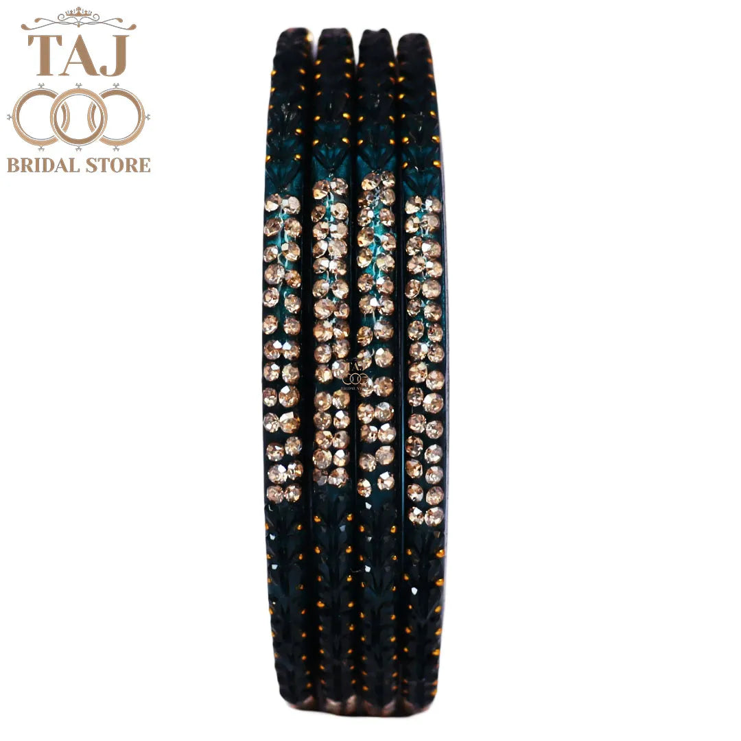 Rajasthani Lac Bangles With Beautiful Traditional Rhinestons Design