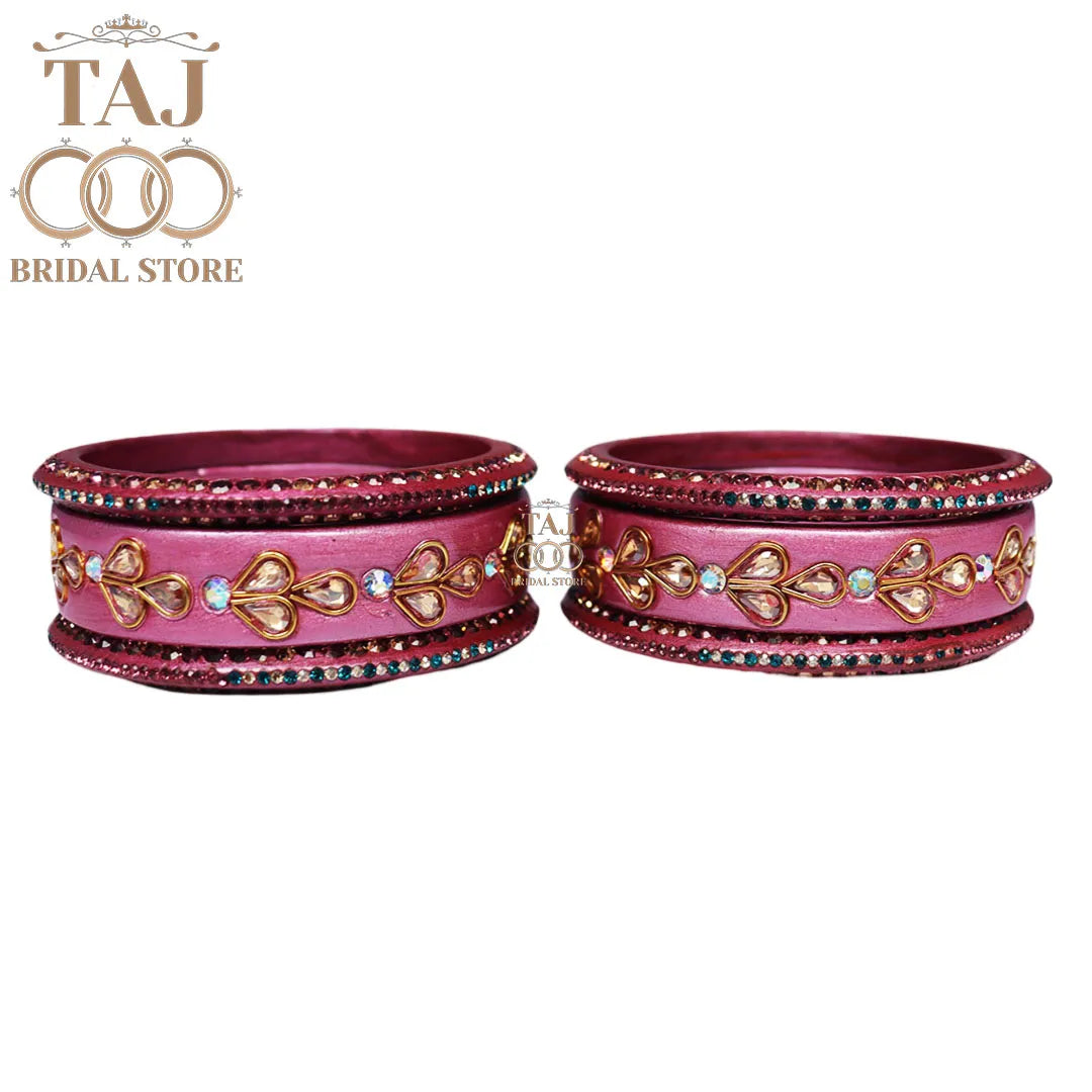 Karwa Chauth Special Lac Bangles Set With Kundan Design (Set of 6)