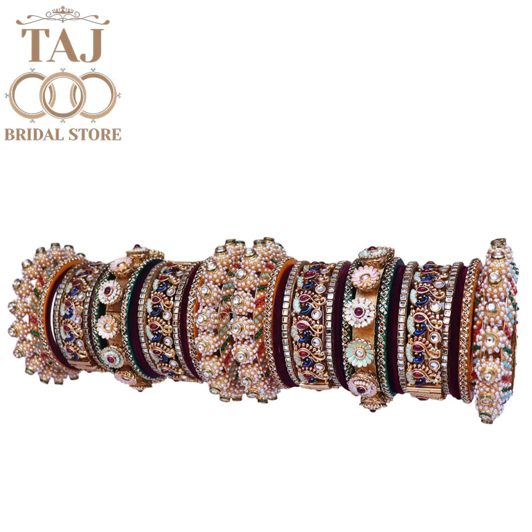 Royal Rajwadi Wedding Bangles Set With Beautiful New Peacock Design Kada