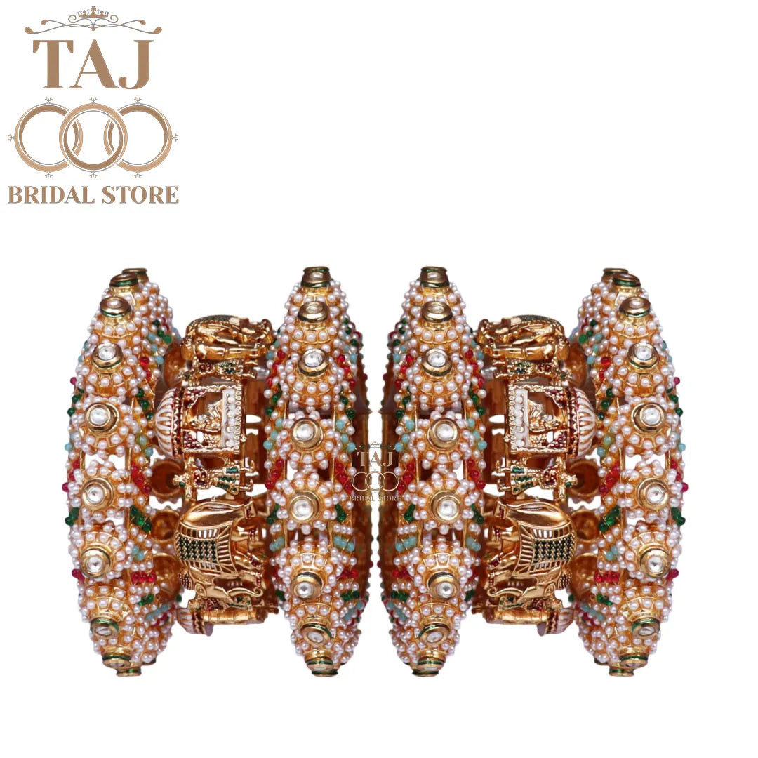 Rajwadi Bridal Bangles Set With Beautiful Doli and Elephant Design Metal Kada