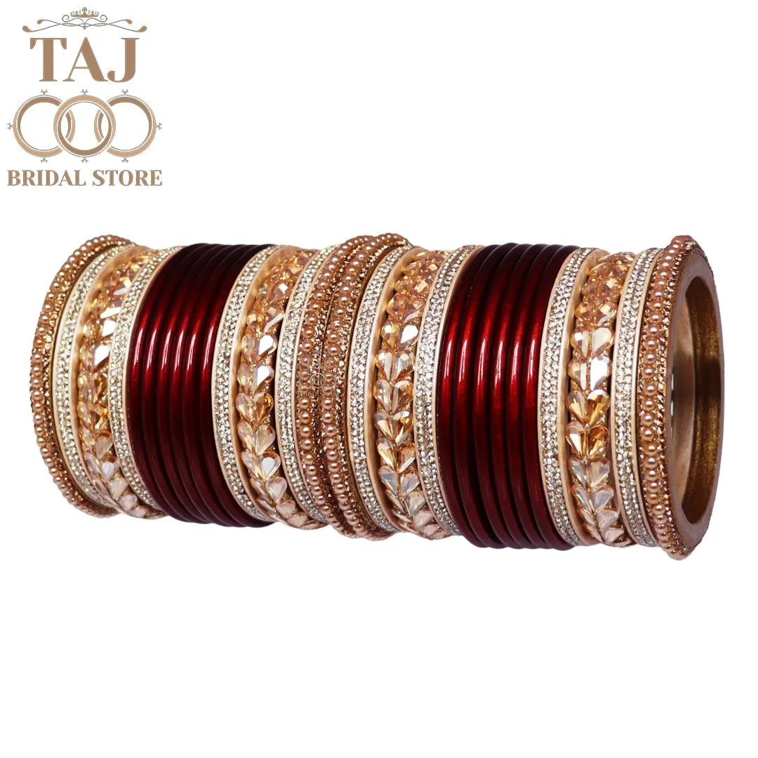 Punjabi Lac Bangles Set with Beautiful Kundan Design