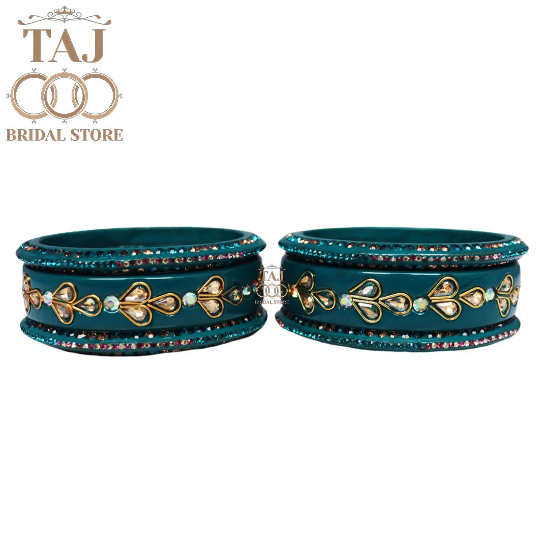 Karwa Chauth Special Lac Bangles Set With Kundan Design (Set of 6)