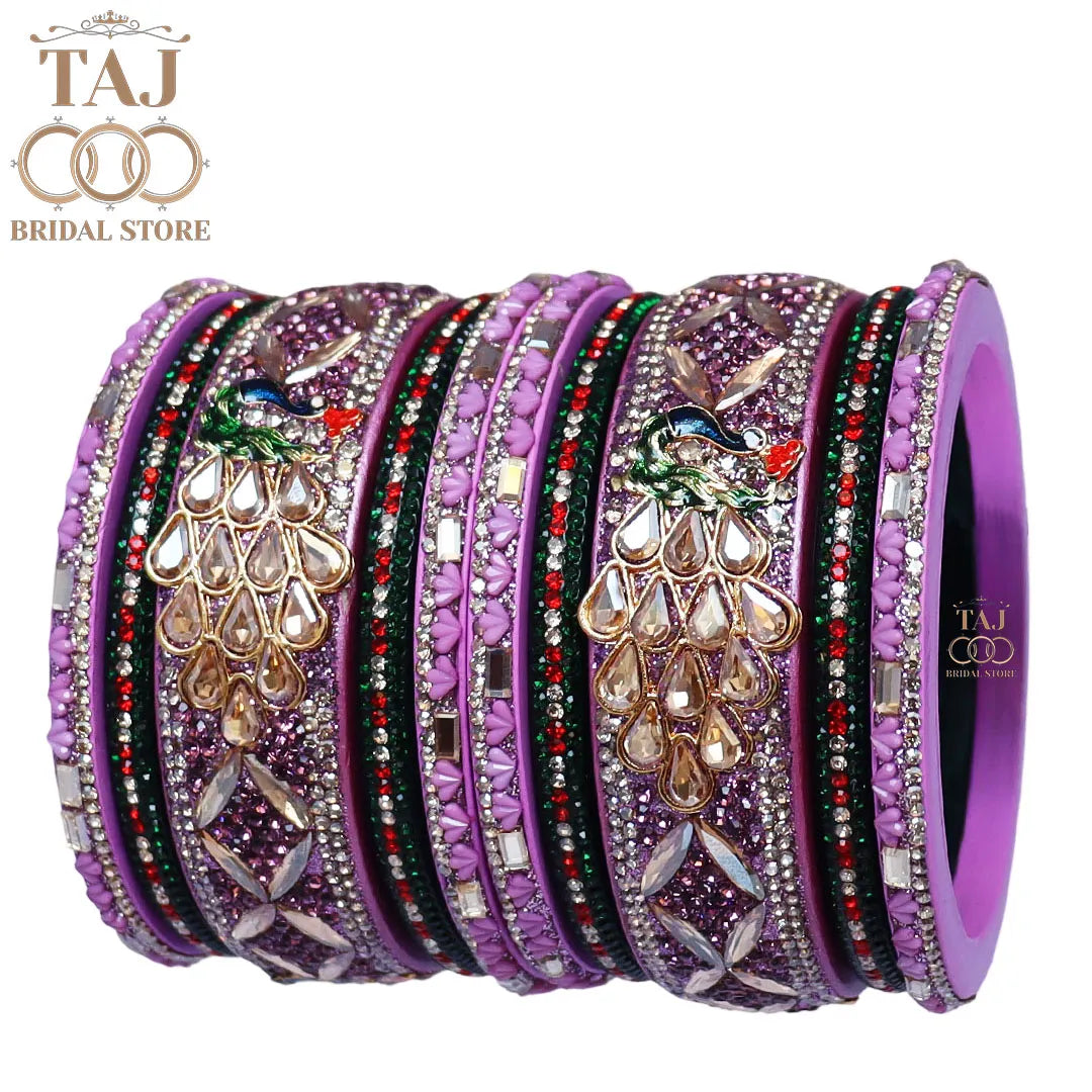 Luxurious Rajasthani Short Lac Bangles Set with Latest Peacock Design