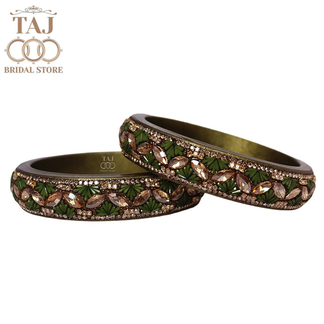 Jaipuri Stylish Lac Kada Bangles in Latest Kundan Rhinestones Design