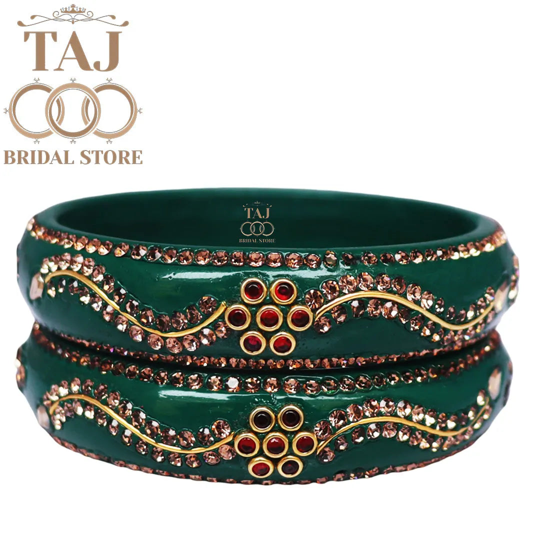 Daily Wear Designer Lac Kada With New Flower And Lace Design (Set Of 2)
