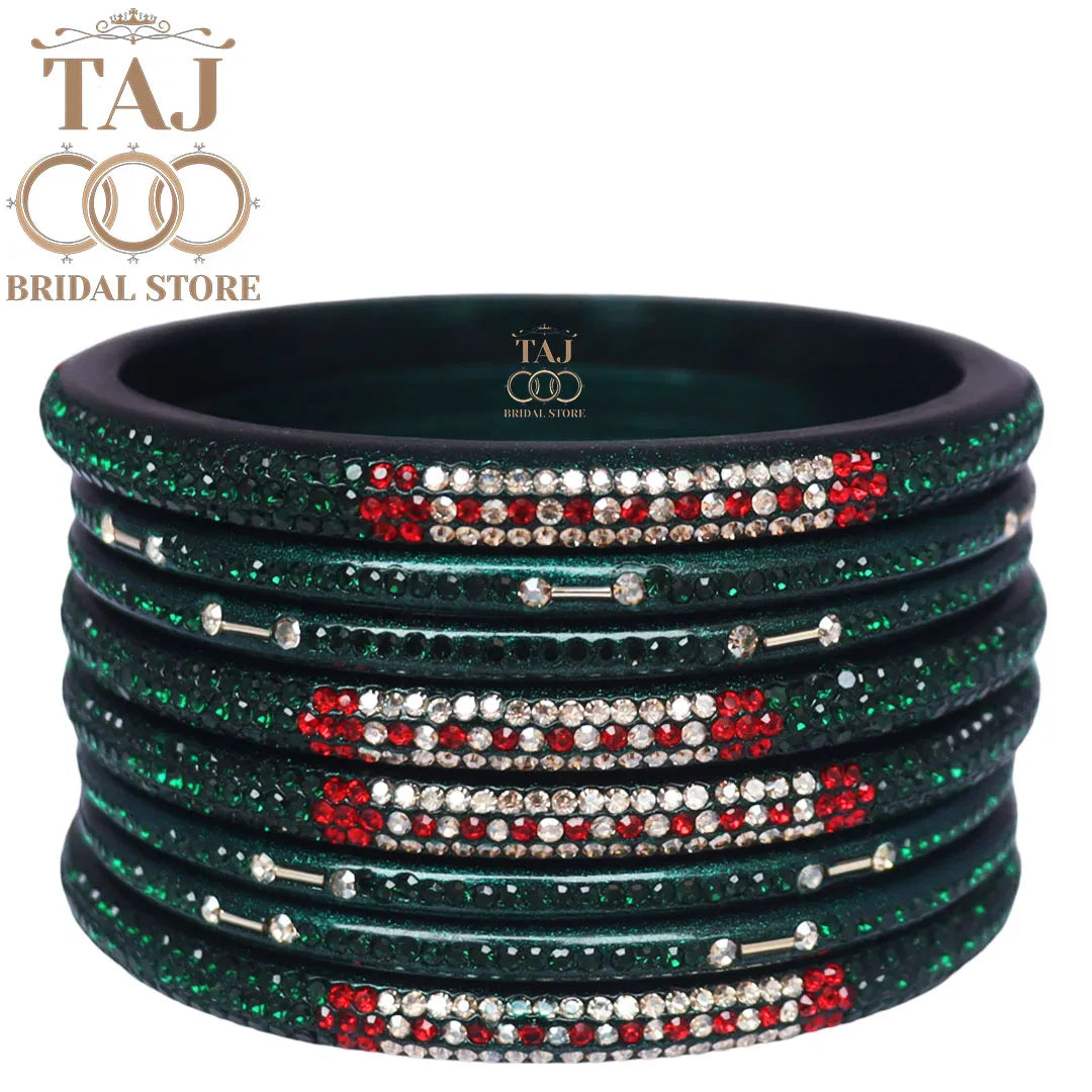 Traditional Lac Short Chura Set With Beautiful Best Rhinestons Design (Set Of 8)