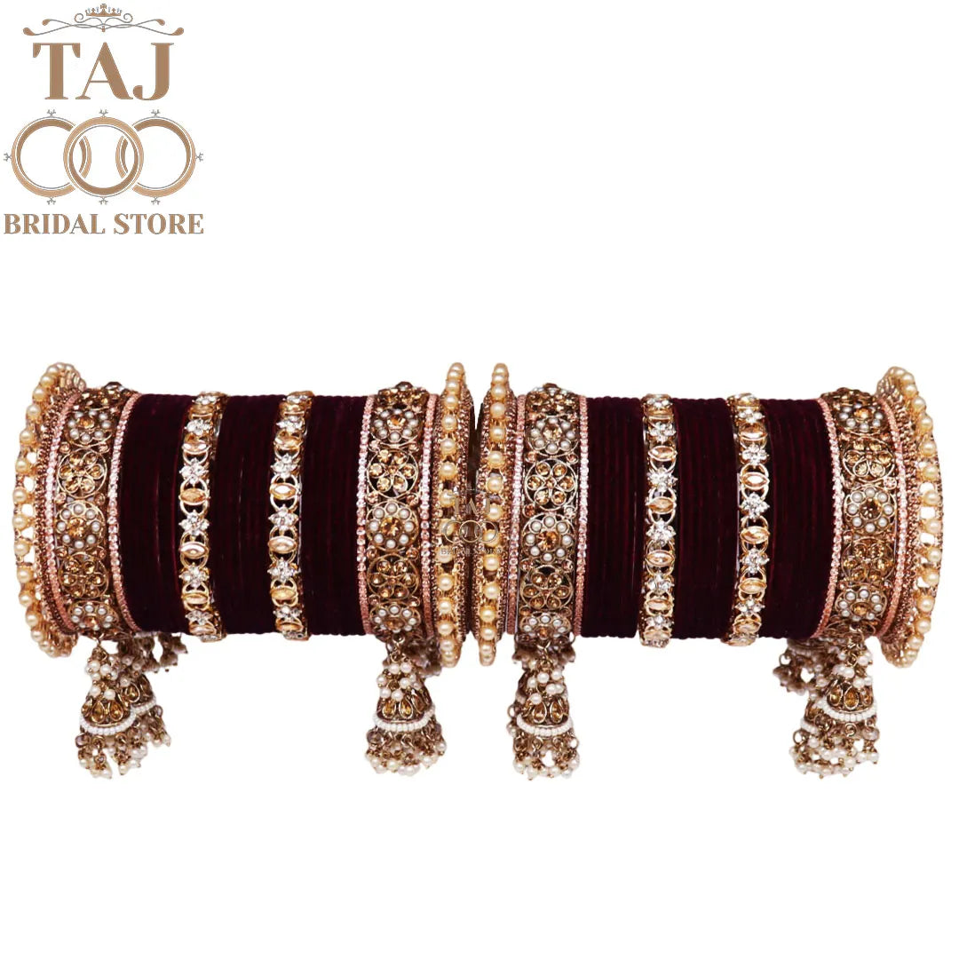 Rajwadi Wedding Bangles for Girls With Beautiful Jhoomer Design