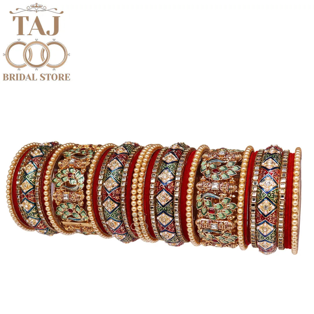 Indian Wedding Bangles Set With Beautiful Latest Peacock Design Kada Taj Bridal Store