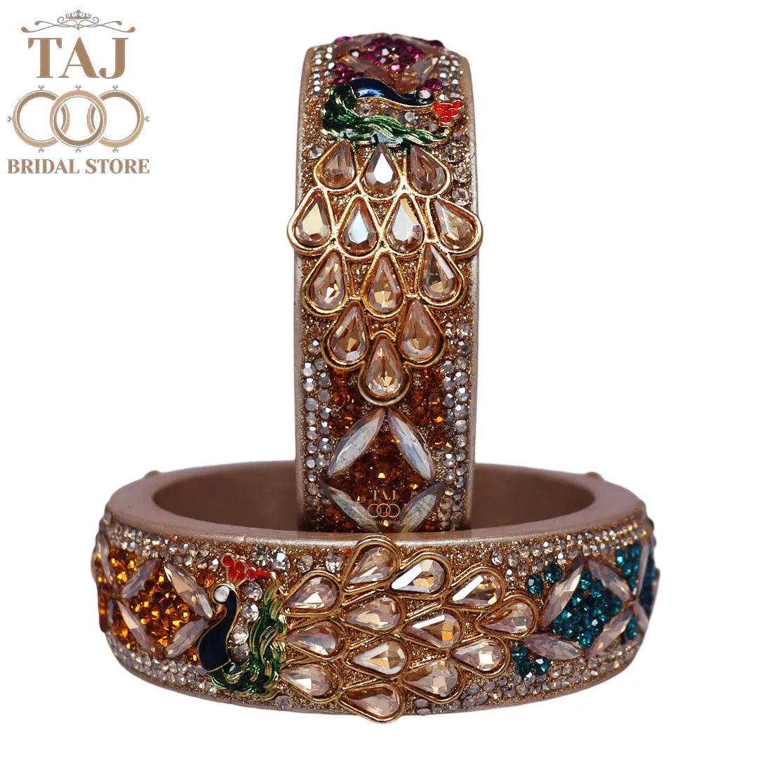 Premium Jaipuri Lac Kada Bangles Set with Latest Peacock Design