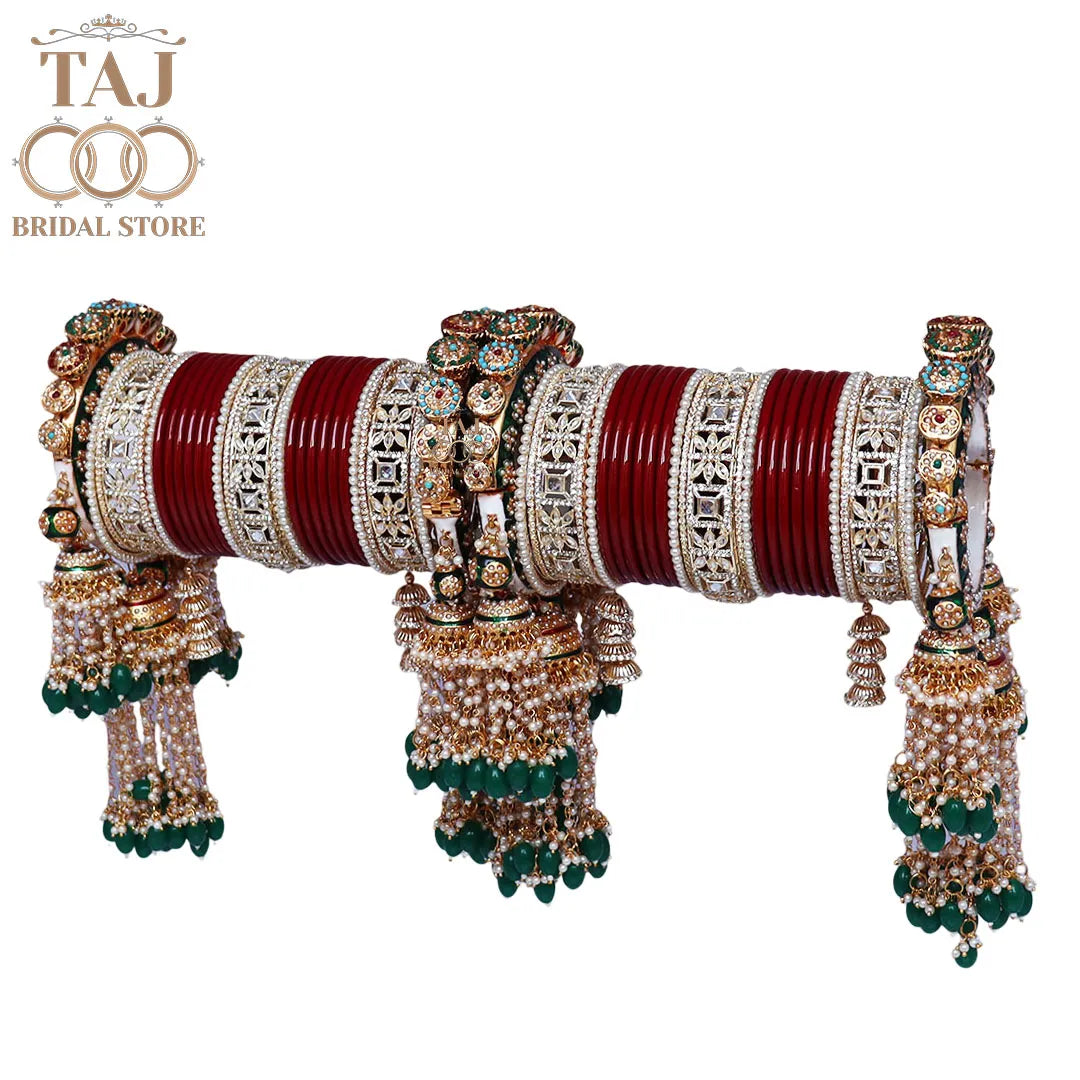 Luxurious Rajwadi Bangles Set with Best AD Bangles and Jhoomer Design