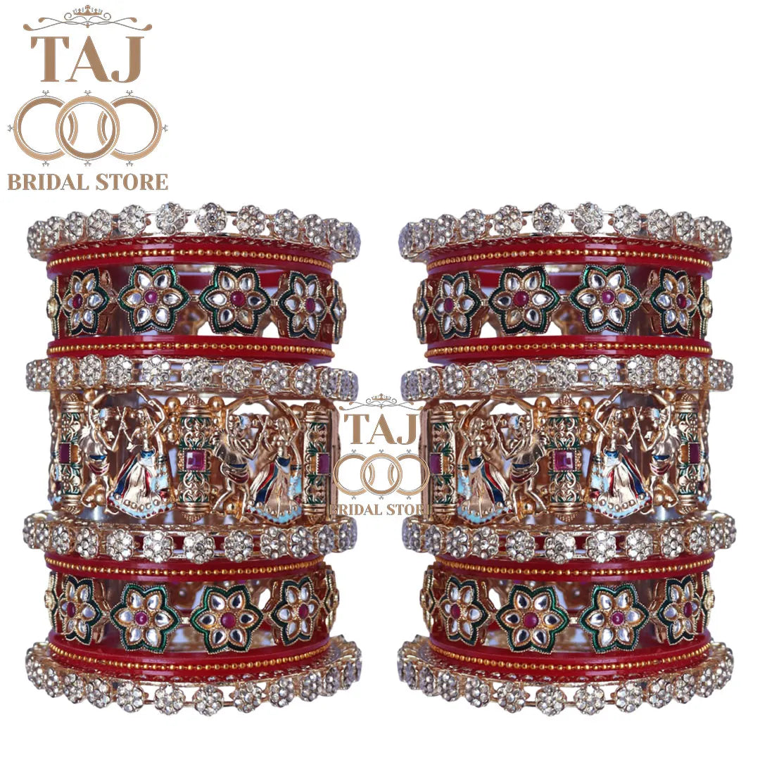 Wedding Bangles Set for Bride With Beautiful Dandia Design Kada