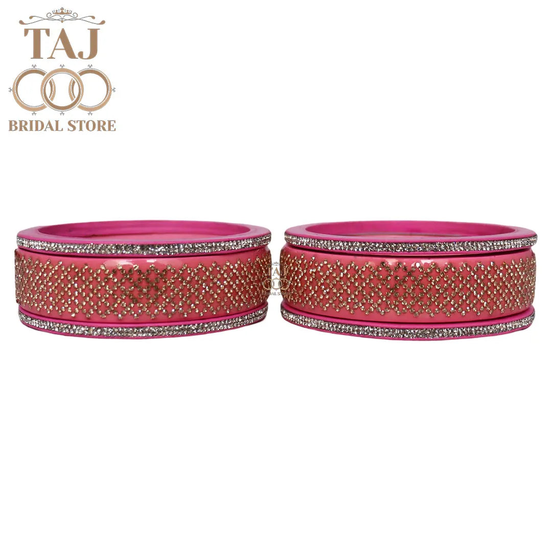 Premium Jaipuri Short Lac Bangles Set with Best Rhinestones Design