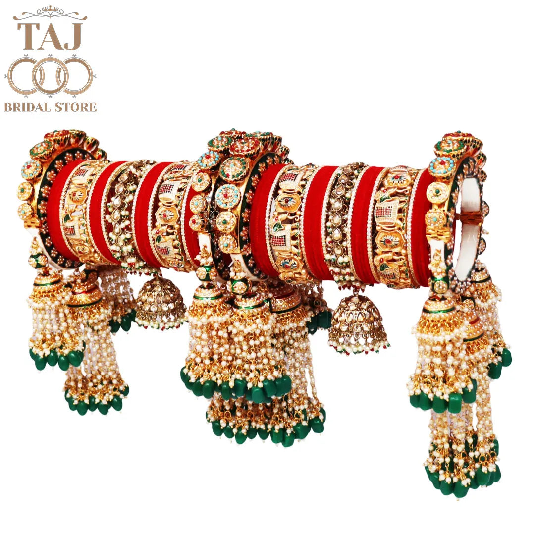 Luxurious Wedding Bangles Set with Latest Elephant & Jhoomer Design