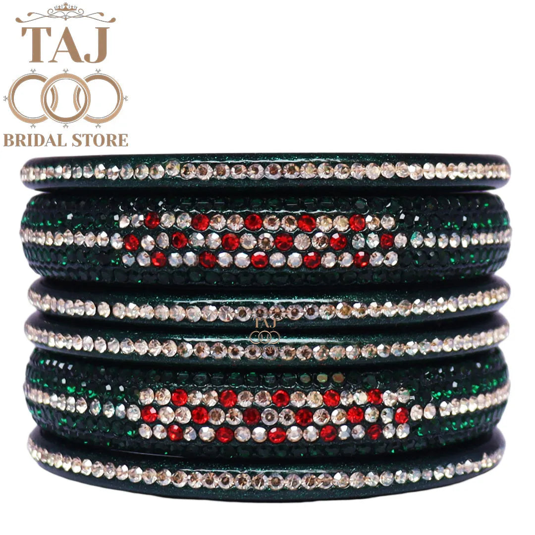 Lac Bangles Chura with Rhinestons Design