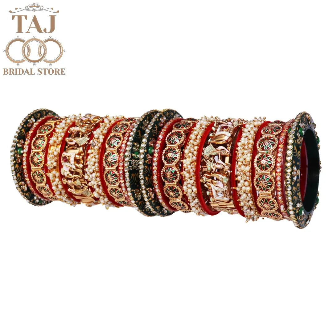 Traditional Indian Bridal Bangle Set with Best Dulha-Dulhan Motifs