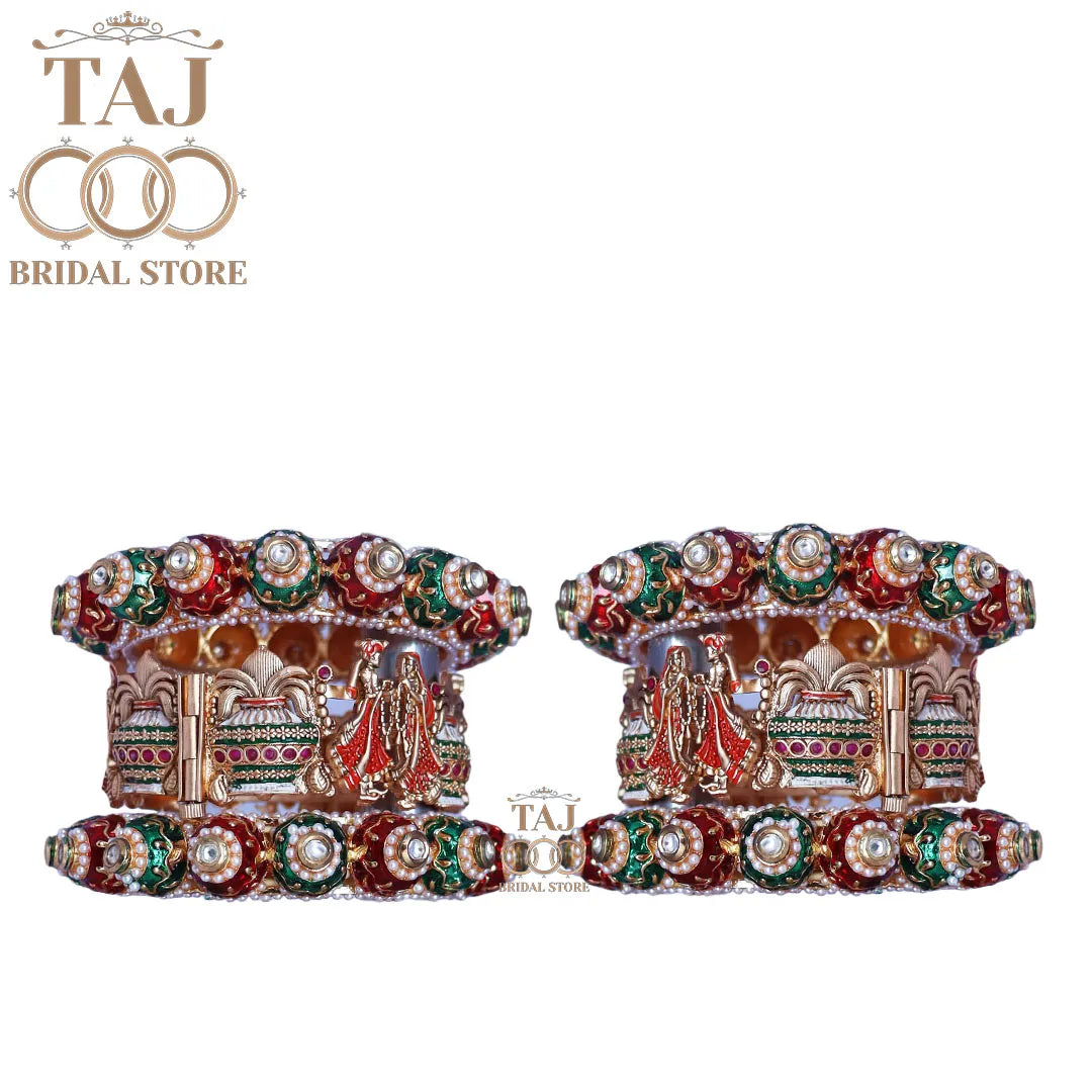 Rajwadi Designer Bridal Kada Set With Beautiful Dulha Dulhan Design (Pack of 6)