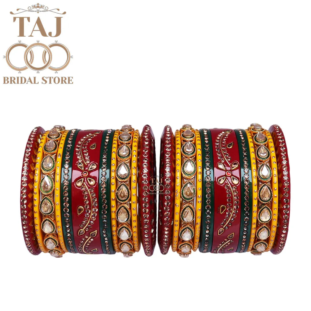 Rajasthani Traditional Lac Chura Set With Beautiful Flower and Lace Design