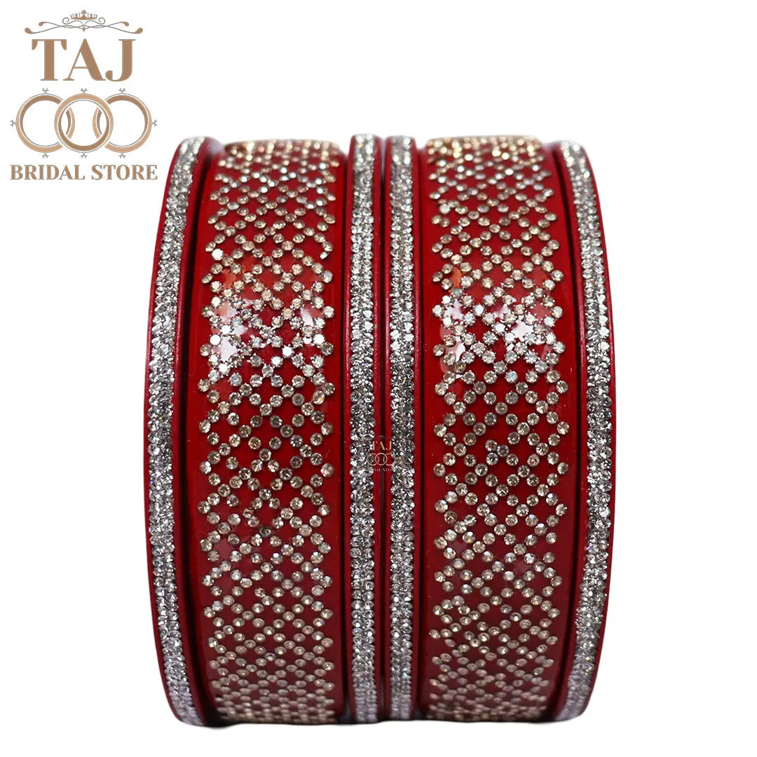 Premium Jaipuri Short Lac Bangles Set with Best Rhinestones Design