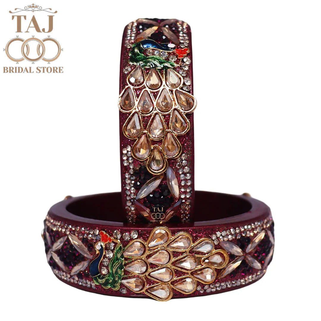 Premium Jaipuri Lac Kada Bangles Set with Latest Peacock Design