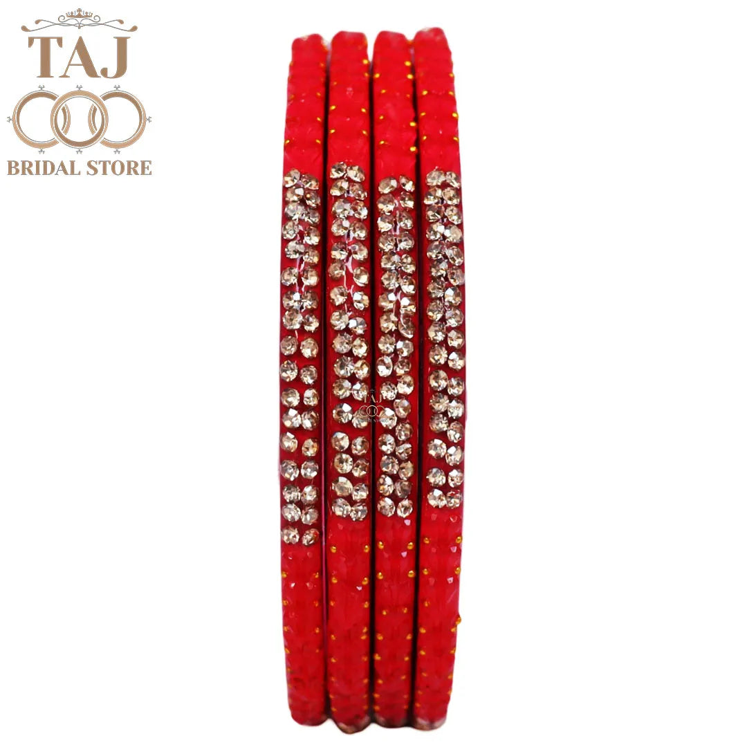Rajasthani Lac Bangles With Beautiful Traditional Rhinestons Design
