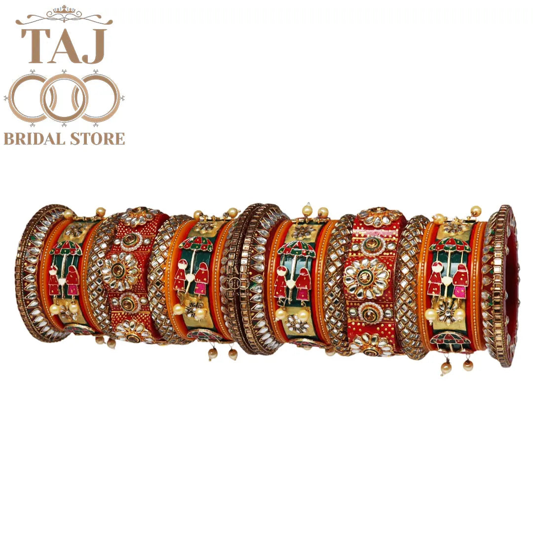 Rajwadi Bridal Chura Set with Umbrella Design