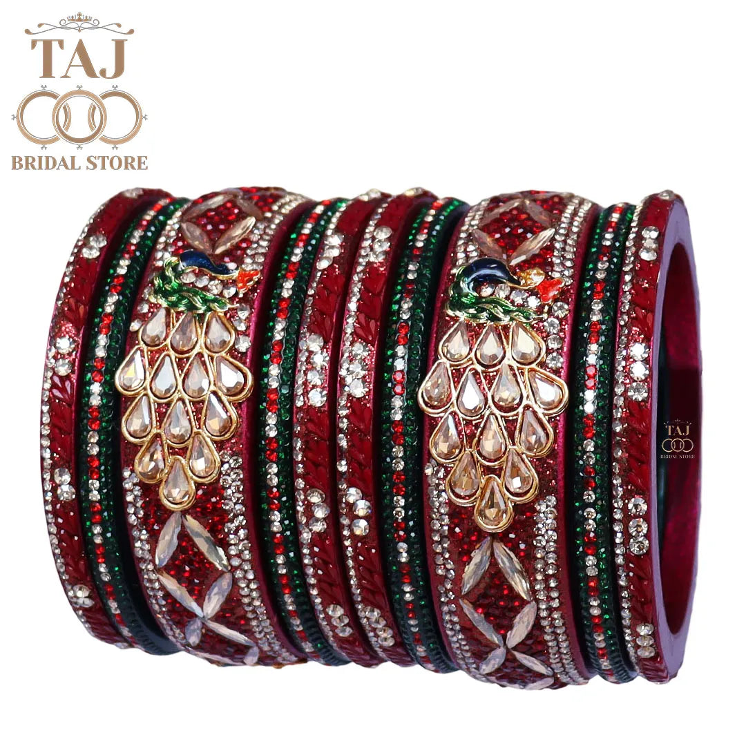 Luxurious Rajasthani Short Lac Bangles Set with Latest Peacock Design