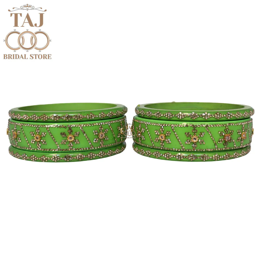 Premium Designer Short Lac Bangles Set with Latest Rhinestones Design