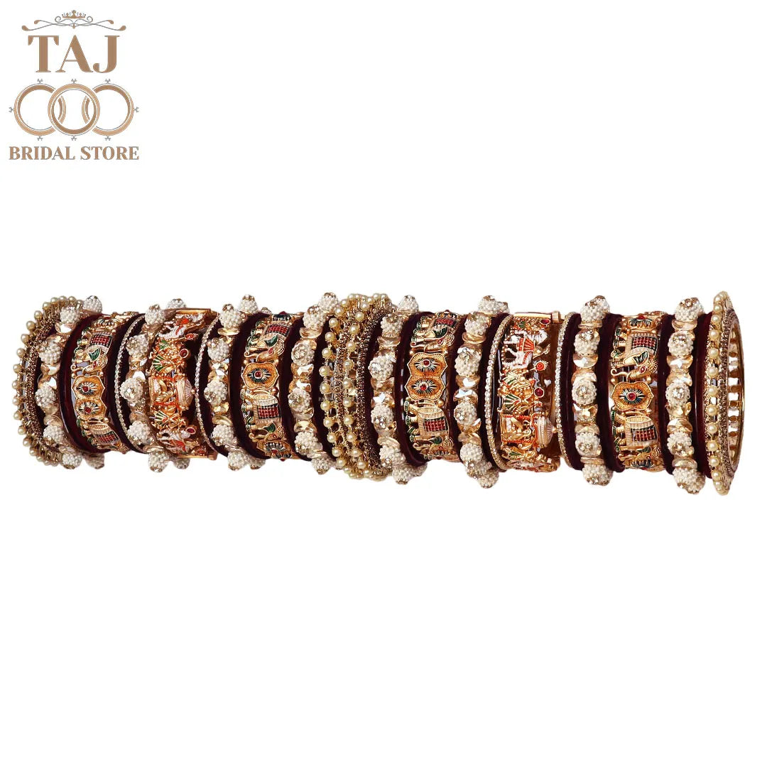 Luxurious Stylish Wedding Bangles Set With Beautiful Doli-Barat Design