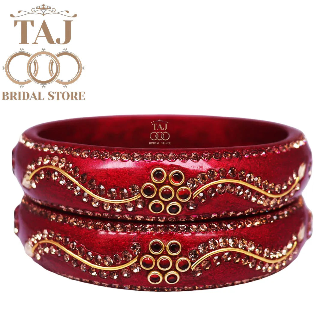 Daily Wear Designer Lac Kada With New Flower And Lace Design (Set Of 2)