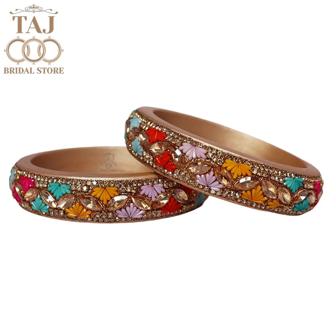 Jaipuri Stylish Lac Kada Bangles in Latest Kundan Rhinestones Design