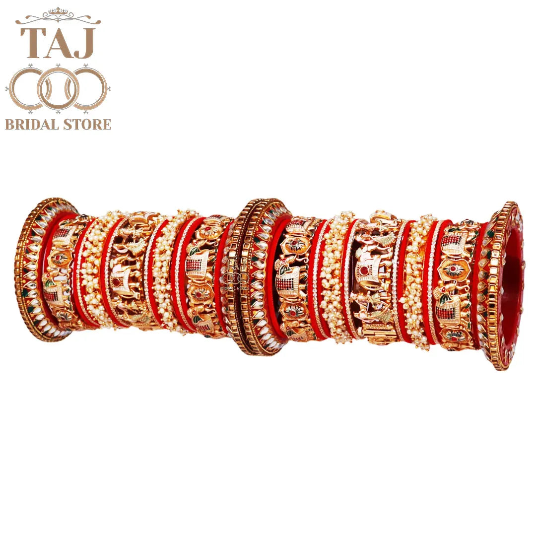 Premium Dulhan Bangles Set with Beautiful Elephant Motifs