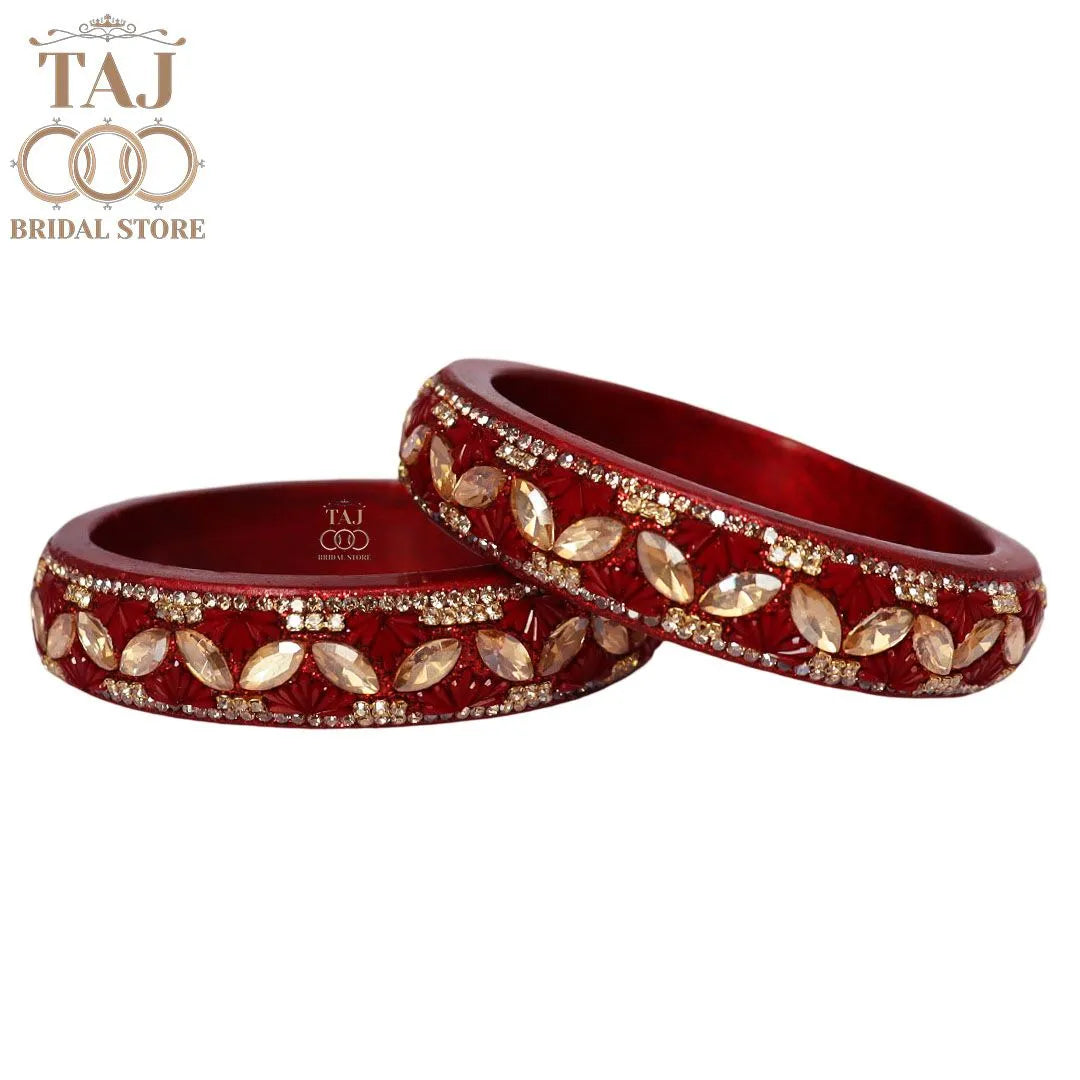 Jaipuri Stylish Lac Kada Bangles in Latest Kundan Rhinestones Design
