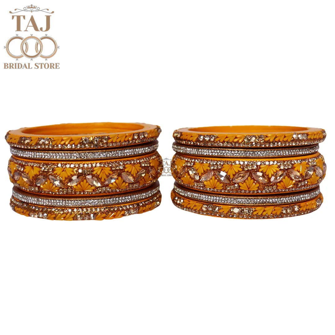 Women's Rajasthani Short Lac Bangles Set With Latest Kundan Design