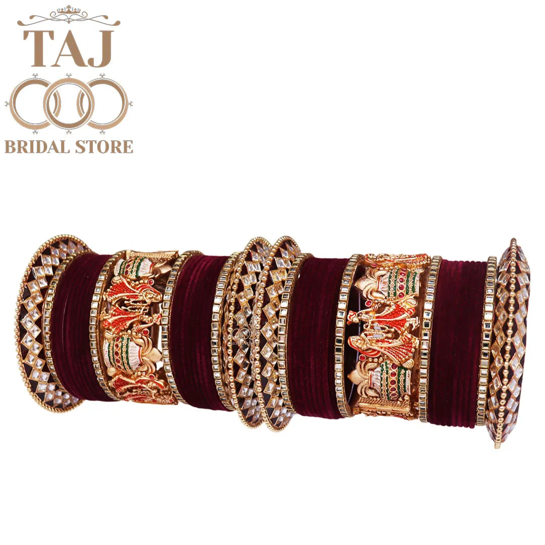 Rajasthani Bridal Bangles Set With Beautiful Dulha Dulhan Rajwadi Metal Kada