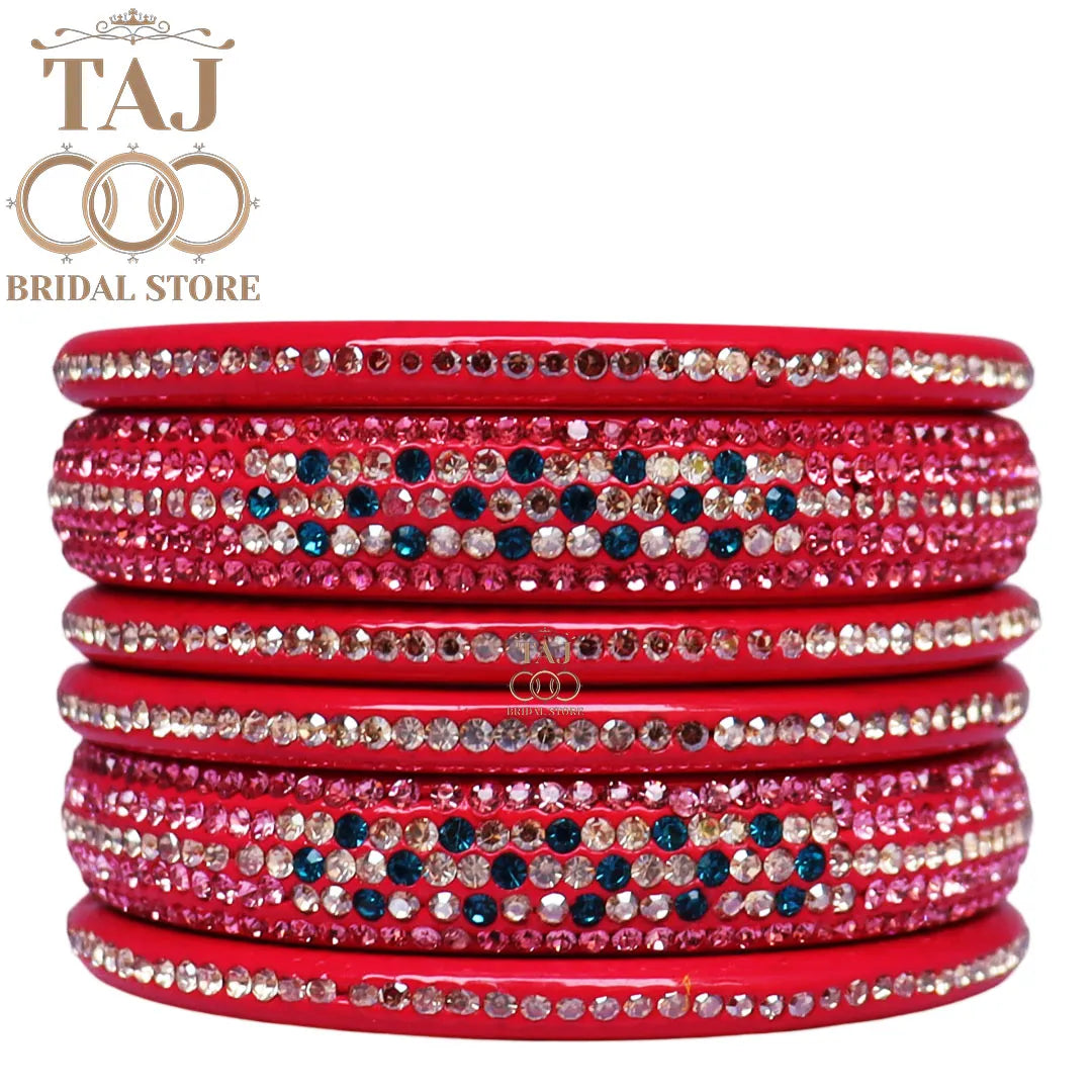 Lac Bangles Chura with Rhinestons Design