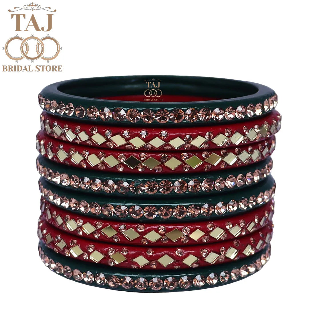 Rajasthani Lac Bangles With Beautiful Mirror And Stone Design