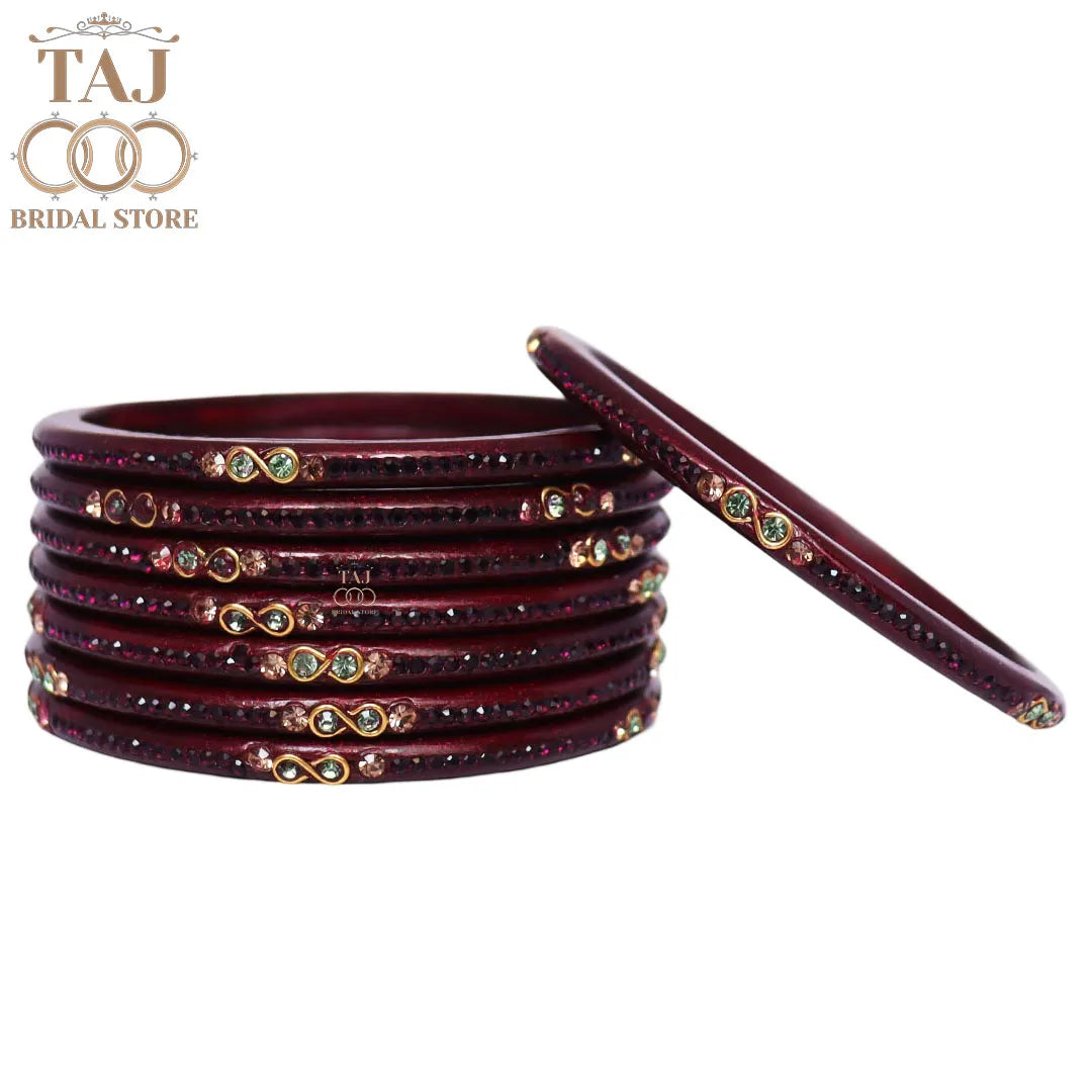 Designer Short Lac Bangles For Women With Latest Rhinestones Design