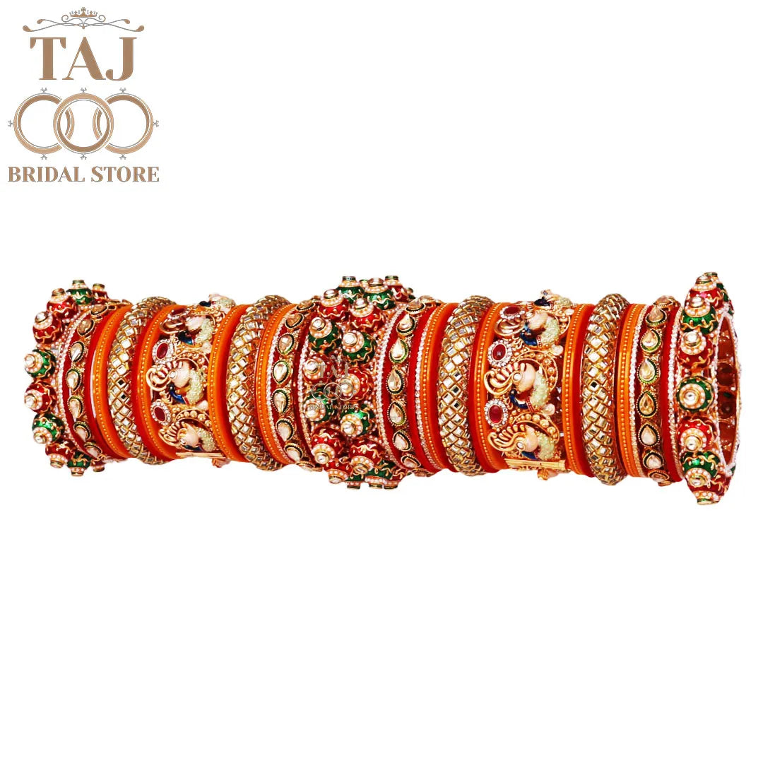 Premium Rajasthani Bridal Bangles Set with Beautiful Peacock Motifs