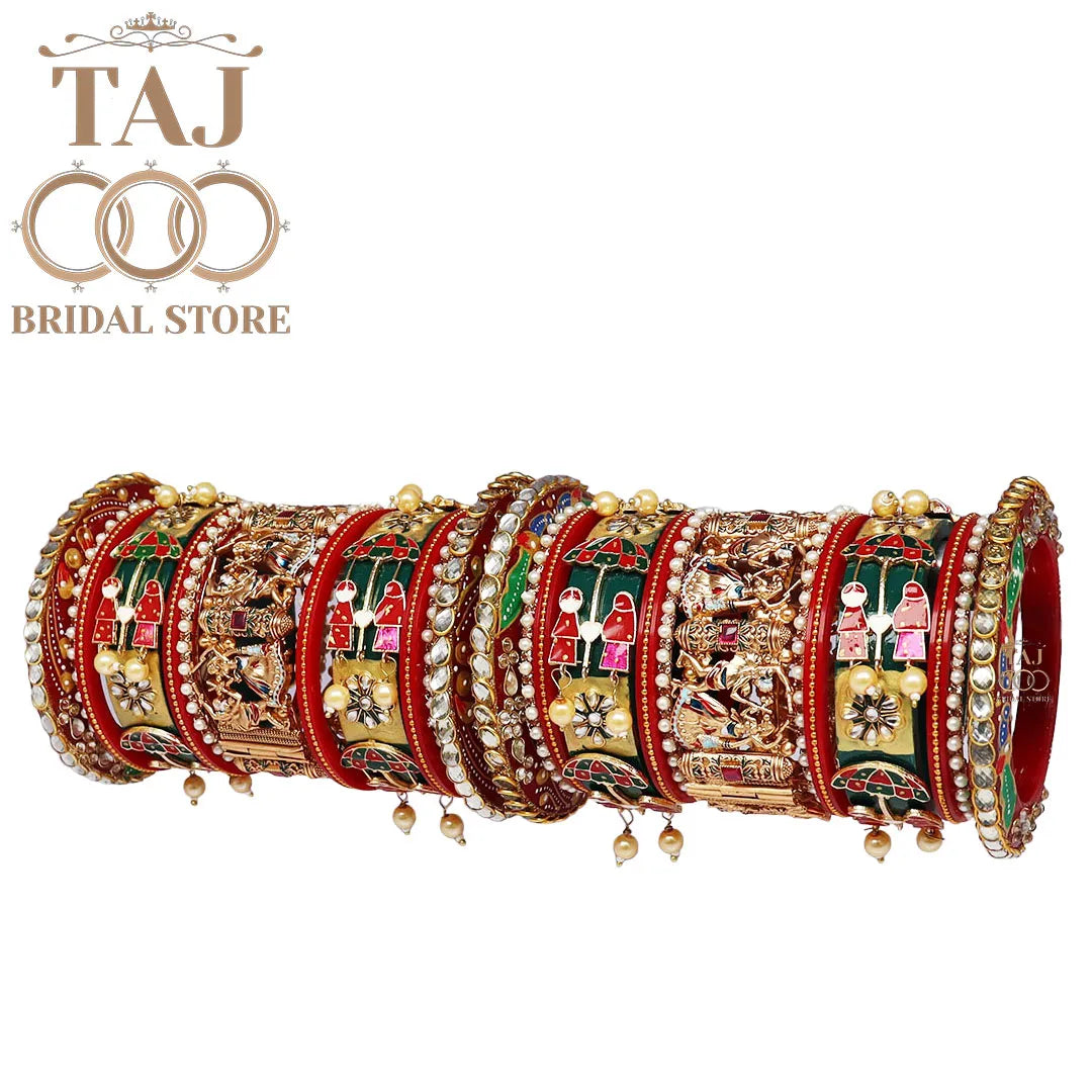 Dhulhan Chura Set With Beautiful Dandiya Design Metal Kada
