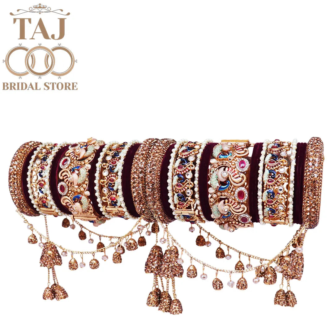 Latest Rajwadi Bridal Chura Set With New Peacock Design Kada And Jhula Latkan